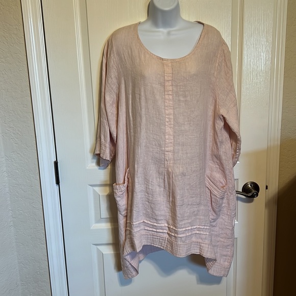 Italian Linen Tunic 100% Sz 1X - Picture 8 of 11